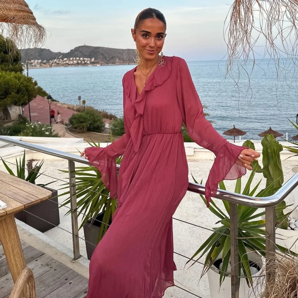 Zara Ruffled Midi Dress - Picture 2 of 8